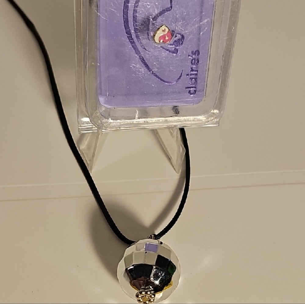 Pair Of In Ear Heart Earing And Disco Ball Necklace